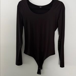 Express Black Long Sleeve Scoop Neck Bodysuit